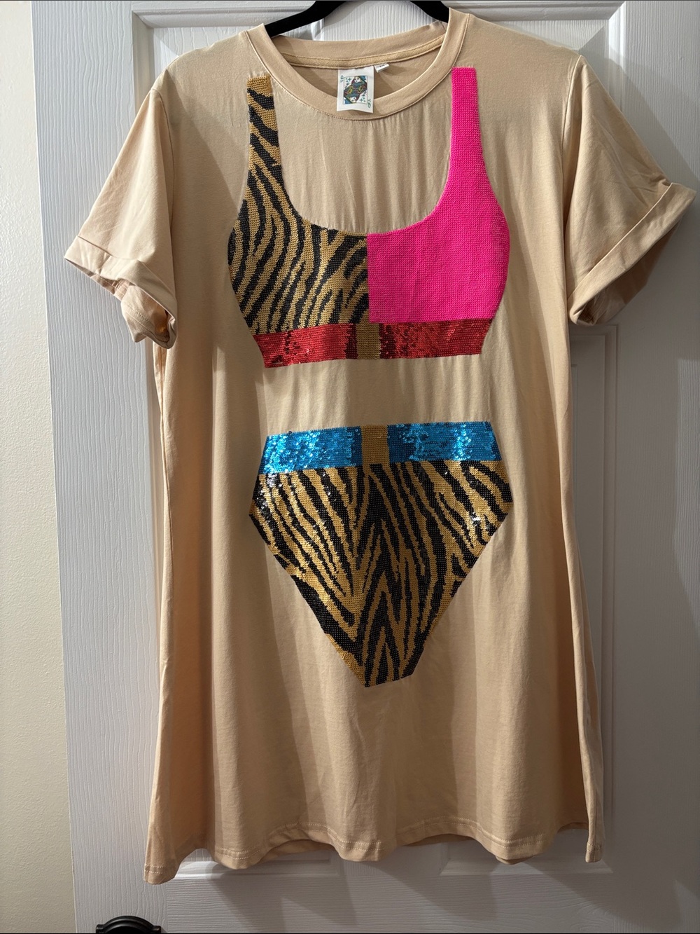 Queen of Sparkles Tiger Colorblock Bikini Dress - Picture 3 of 11